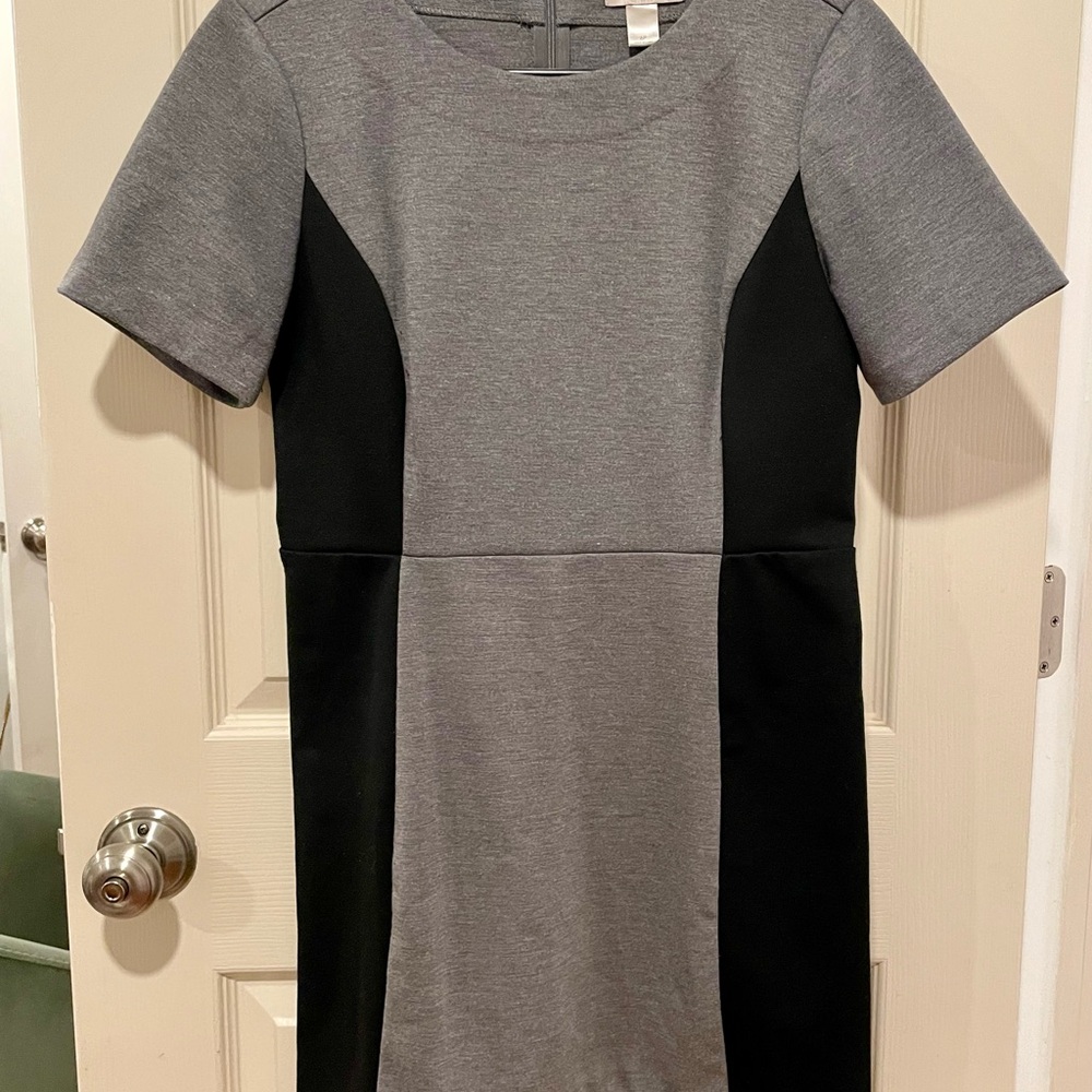 LOFT Gray and Black Mini Dress